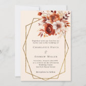 geometrische Hochzeit der beigen verbrannten orang Einladung (Vorderseite)