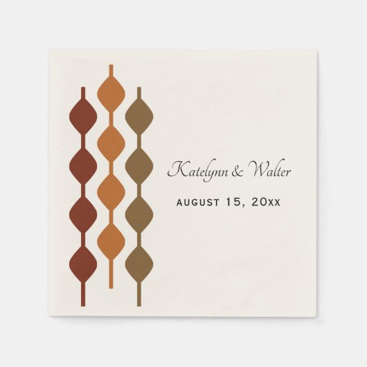 Geometrische Hochzeit der Retro 70er Jahre Serviette (Vorderseite)