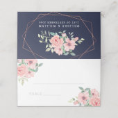 Geometrische Hochzeit der Wasserfarbe für Navy Blu Platzkarte (Außenseite Aufgefaltet)