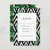 Geometrische Hochzeit des Exotischen Waldes RSVP Karte (Vorne/Hinten)