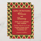 Geometrische Hochzeit des grünen roten Dreiecks Einladung (Vorne/Hinten)