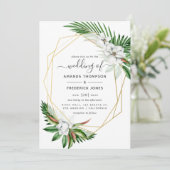 Geometrische Hochzeit des tropischen Grüns Einladung (Stehend Vorderseite)