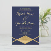 geometrische Hochzeit eines eleganten Glitzer aus Einladung (Stehend Vorderseite)