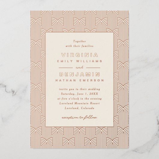 Geometrische Hochzeit Folieneinladung (Vorderseite)