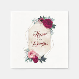 Geometrische Hochzeit im Herbst von Burgundy Red F Serviette