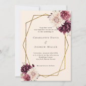 geometrische Hochzeit in beige bordeauxfarbenen El Einladung (Vorderseite)