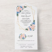 Geometrische Hochzeit in blauem Rosa All In One Einladung (Innen Boden)