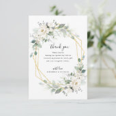 geometrische Hochzeit in Gold und Weiß Dankeskarte (Stehend Vorderseite)