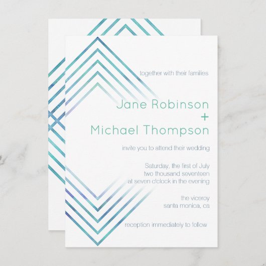 Geometrische Hochzeit in moderner Wasserfarbe Einladung (Vorne/Hinten)