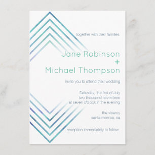 Geometrische Hochzeit in moderner Wasserfarbe Einladung