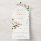 geometrische Hochzeit in Rosa und Gold All In One Einladung (Innen Boden)