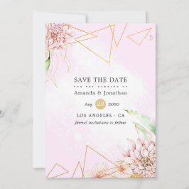 Geometrische Hochzeit in Rosa und Gold Save The Date