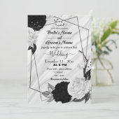geometrische Hochzeit in Weiß und Schwarz Einladung (Stehend Vorderseite)