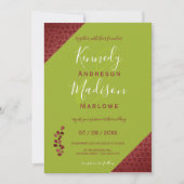 Geometrische Hochzeit mit rotem Leder, nicht binär Einladung (Vorderseite)