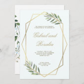 geometrische Hochzeit mit weißem und goldenem Rand Einladung (Vorne/Hinten)