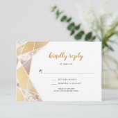 Geometrische Hochzeit rsvp | Imitate Goldmarmor (Stehend Vorderseite)