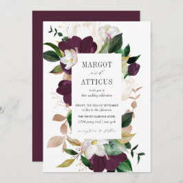 geometrische Hochzeit Velvet Magnolia und Elfenbei Einladung