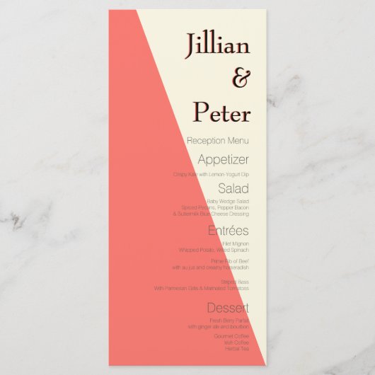Geometrische Hochzeit von Elfenbeinkorallen Menükarte (Vorderseite)