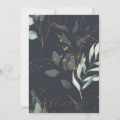 Geometrische Hochzeit von Gold Script Green Foliag Save The Date (Rückseite)