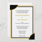 Geometrische Hochzeit von Gold White Black Monogra Einladung (Vorne/Hinten)