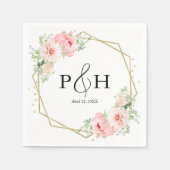 Geometrische Hochzeit von Goldfolie Monogram Serviette (Vorderseite)