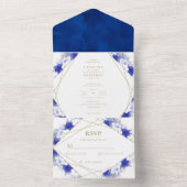 Geometrische Hochzeit von Navy Blue Lila Gold Lett All In One Einladung (Innen Boden)