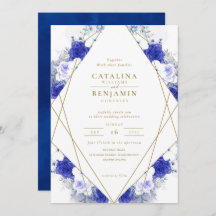 Geometrische Hochzeit von Navy Blue Lila Gold Lett