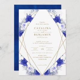 Geometrische Hochzeit von Navy Blue Lila Gold Lett Einladung