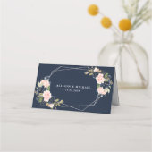 geometrische Hochzeit von Navy & Blush Platzkarte (Rückseite)