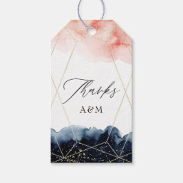 Geometrische Hochzeit von Navy und Blush Watercolo Geschenkanhänger