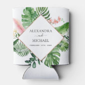 Geometrische Hochzeit von tropischen Palmen Dosenkühler (Rückseite)