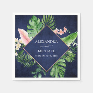 Geometrische Hochzeit von tropischen Palmen Serviette