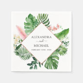 Geometrische Hochzeit von tropischen Palmen Serviette (Vorderseite)
