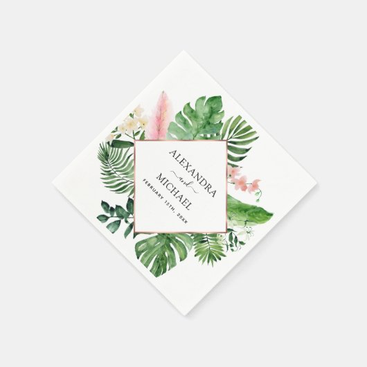 Geometrische Hochzeit von tropischen Palmen Serviette (Ecke)