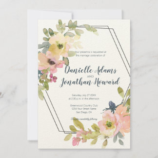 Geometrische Hochzeit von Wasserfarben Einladung