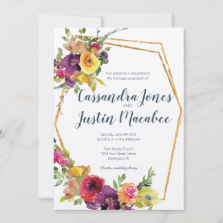 Geometrische Hochzeit von Wasserfarben Einladung