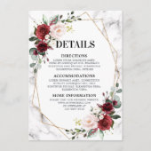 Geometrische Hochzeitsdetails aus Burgund-Floral-M Begleitkarte (Vorderseite)