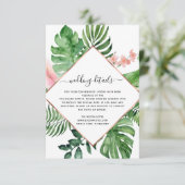 Geometrische Hochzeitsdetails des tropischen Palmw Einladung (Stehend Vorderseite)