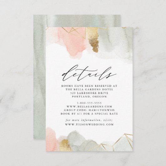 Geometrische Hochzeitsdetails für Wasserfarbe und Begleitkarte (Vorne/Hinten)