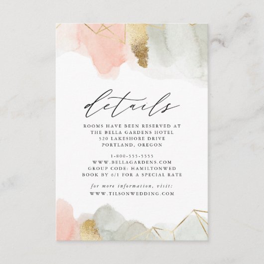 Geometrische Hochzeitsdetails für Wasserfarbe und Begleitkarte (Vorderseite)