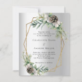 geometrische Hochzeitseinladung mit Silberkonus (Vorderseite)