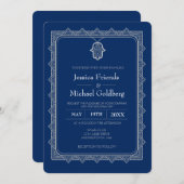 geometrische Hochzeitseinladung von Lt. Grey hamsa Einladung (Vorne/Hinten)