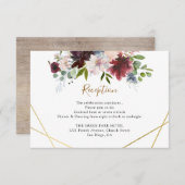 Geometrische Hochzeitsempfehlung für Burgundy Navy Begleitkarte (Vorne/Hinten)