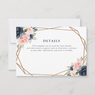 geometrische Hochzeitskarte für Marine und Rose RSVP Karte
