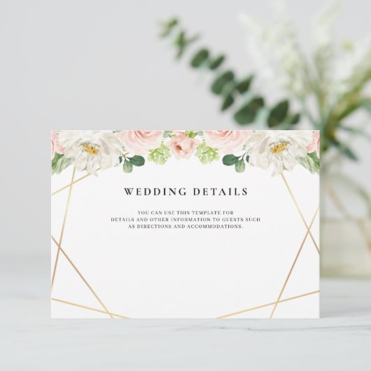 geometrische Hochzeitskarte mit Blumenmuster RSVP Karte (Stehend Vorderseite)
