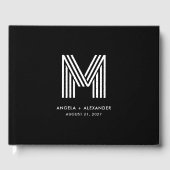 Geometrische Hochzeitsmonogramm für Schwarzweiß-Re Gästebuch (Vorderseite)