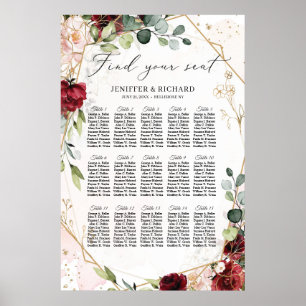 geometrische Hochzeitssitze aus Burgund Poster