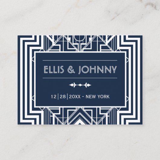 Geometrische Hochzeitsstipps der Marine Platzkarte (Vorderseite)