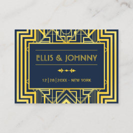 Geometrische Hochzeitsstipps für Navy und Gold Platzkarte
