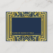 Geometrische Hochzeitsstipps für Navy und Gold Platzkarte (Rückseite)